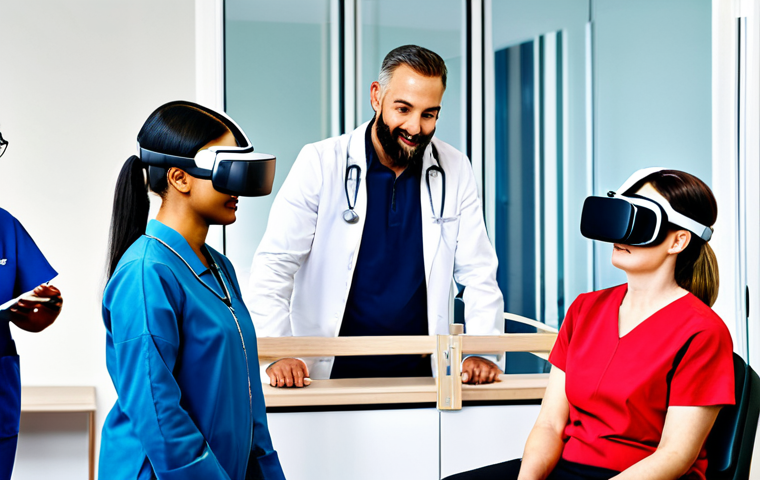 **

"A diverse group of occupational therapists in a modern rehabilitation center, fully clothed in professional attire, working with patients using various therapeutic techniques including VR headsets and robotic devices. The scene is bright and optimistic, showcasing technology enhancing patient recovery. Safe for work, appropriate content, professional setting, perfect anatomy, natural proportions, high quality, family-friendly."

**